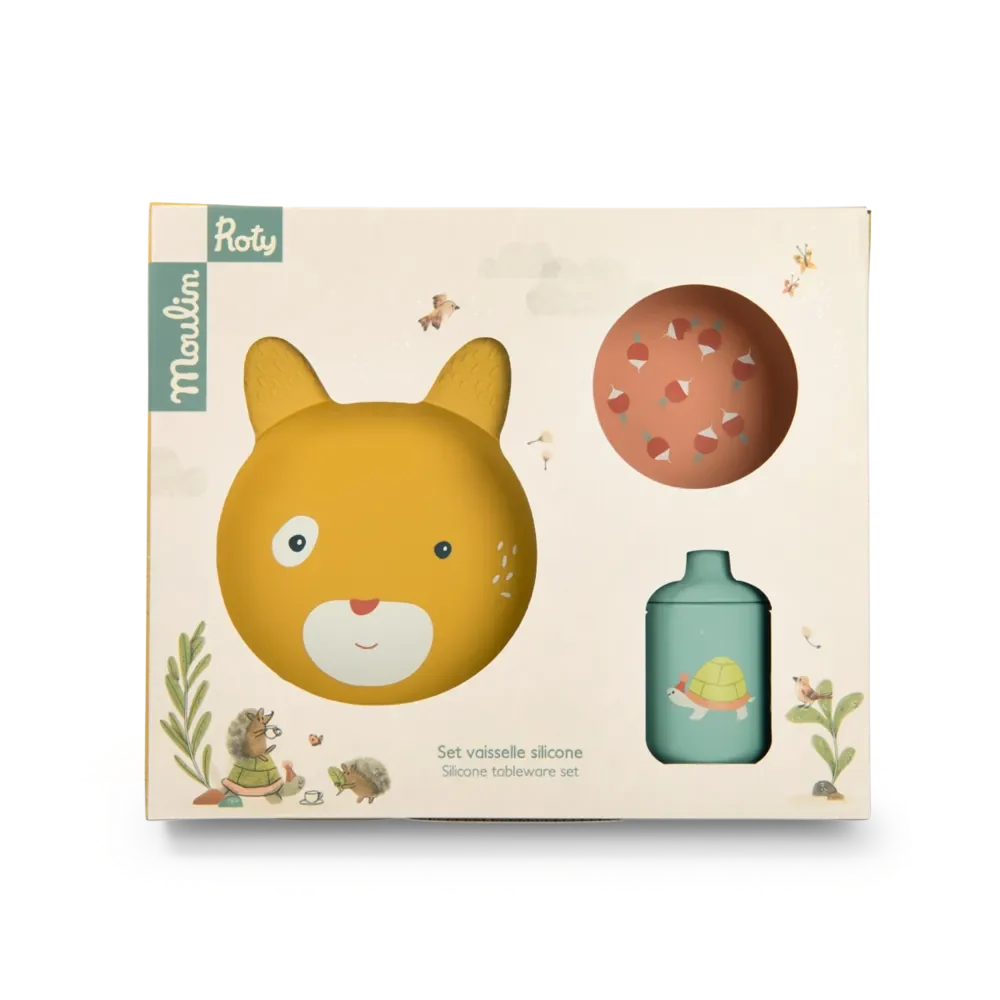 Silicone Dish Set, Trois Petits Lapins, Decoration for Kids 1+