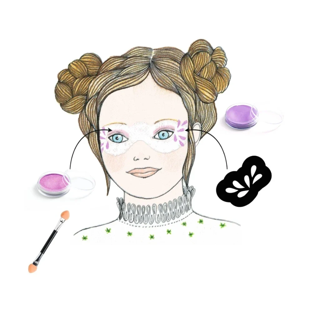 Mermaid, Makeup Set With Stencils & Stickers, 4+, 4 Face Paints With Reusable Stencils