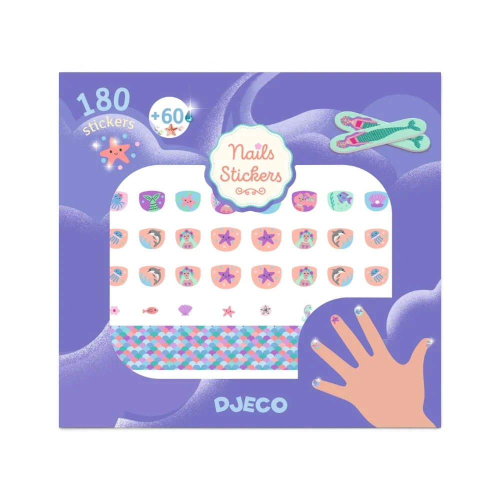 Sea, Nail Sticker Set, 4+, 180 Ocean-Themed Stickers With Rhinestone Accents