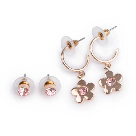 Earrings, 2 Pair: Boutique Chic Bejewelled Blooms, Costume Accessory for Kids 3+