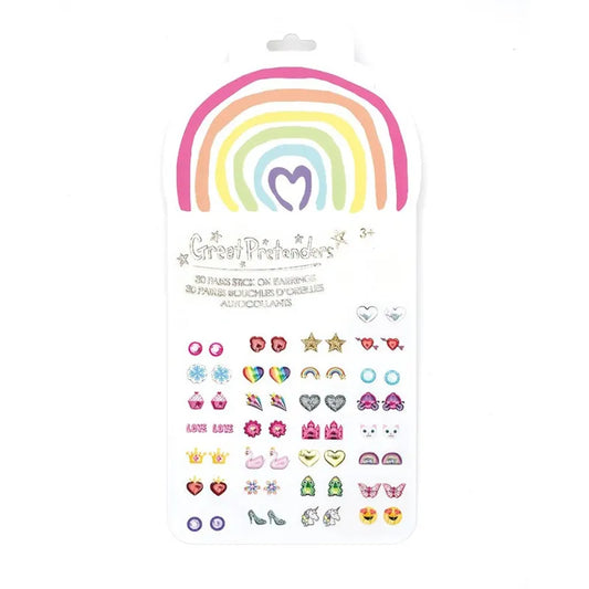 Rainbow Love, Sticker Earrings, For Kids 3+, Set Of 30 Pairs