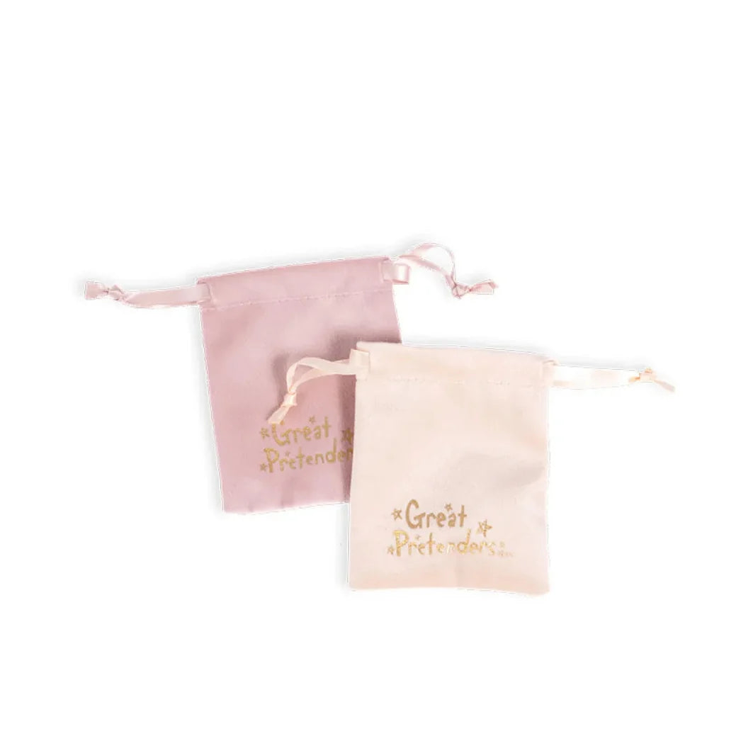 Velvet Drawstring Bag, Pink/Cream (choice of 2 Colours), Costume Accessory for Kids 3+