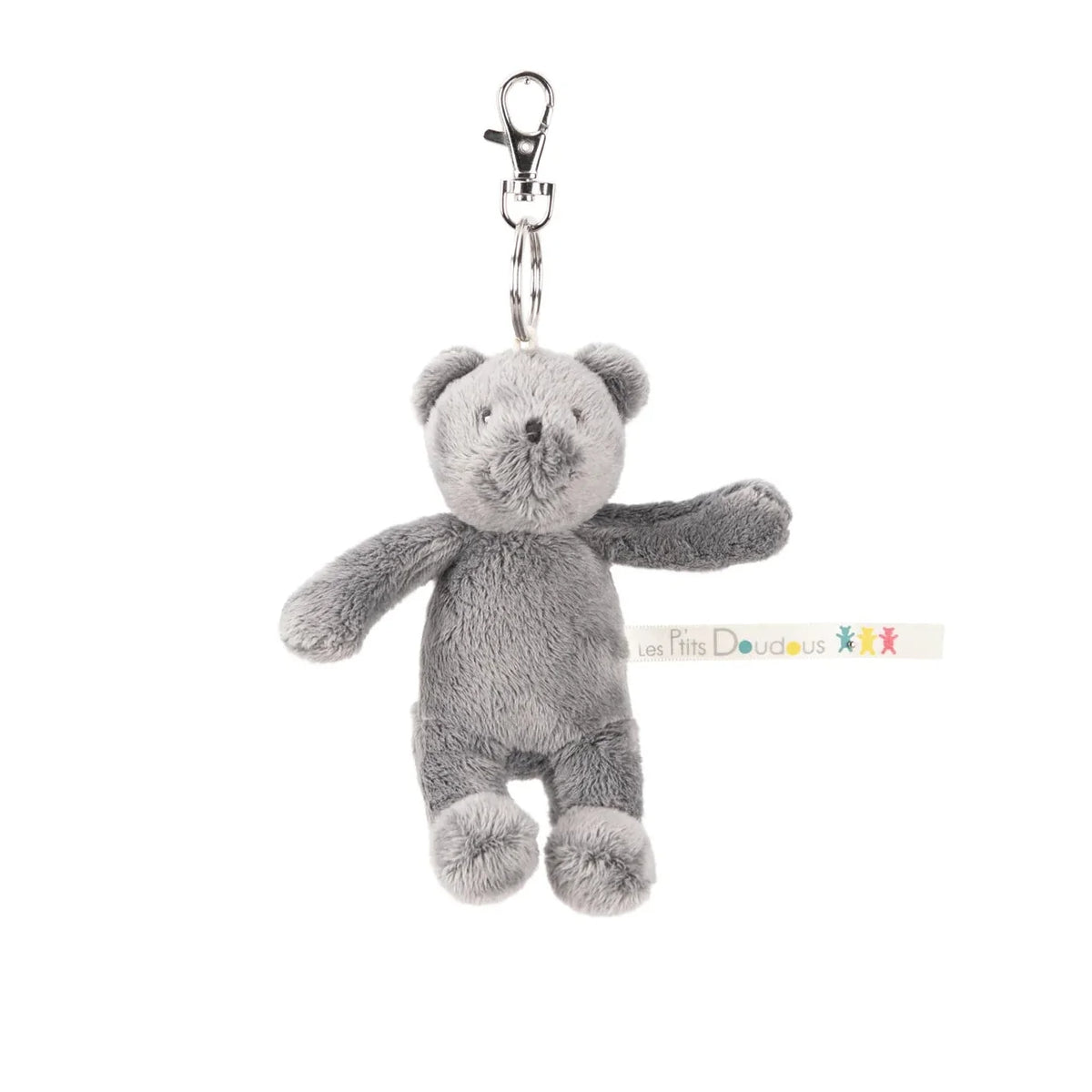 Gray bear plush key ring de l'hôpital, Les P'tits Doudous, Plush Toy for Kids 3+