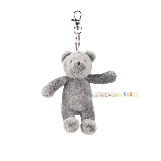 Gray bear plush key ring de l'hôpital, Les P'tits Doudous, Plush Toy for Kids 3+