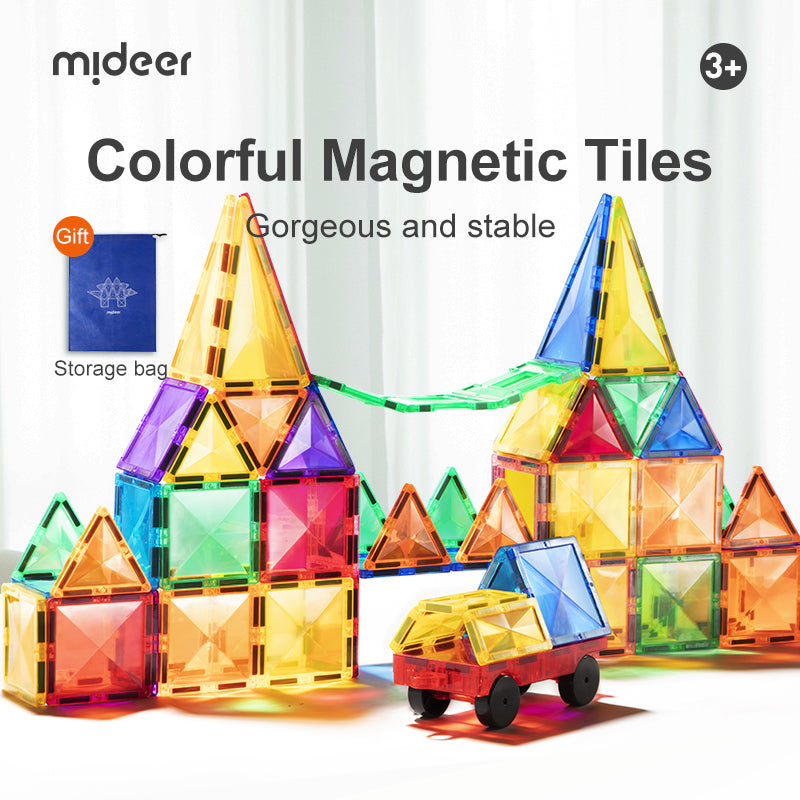 Colorful Magnetic Tiles 60pcs, Mideer