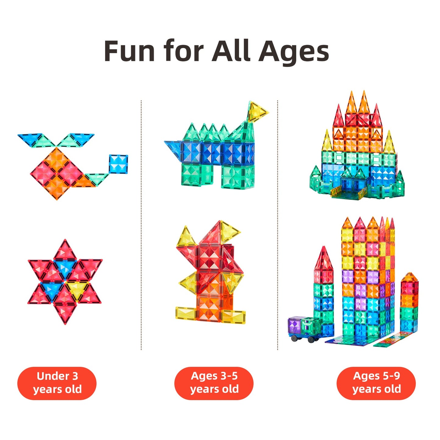 Colorful Magnetic Tiles 60pcs, Mideer