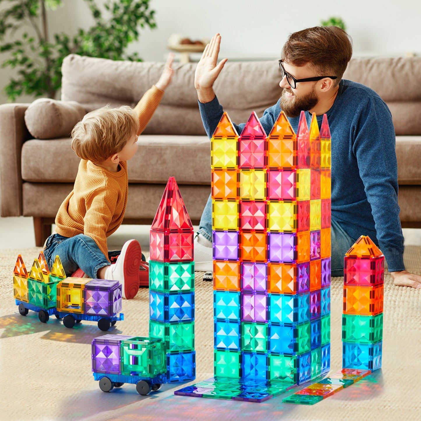 Colorful Magnetic Tiles 60pcs, Mideer