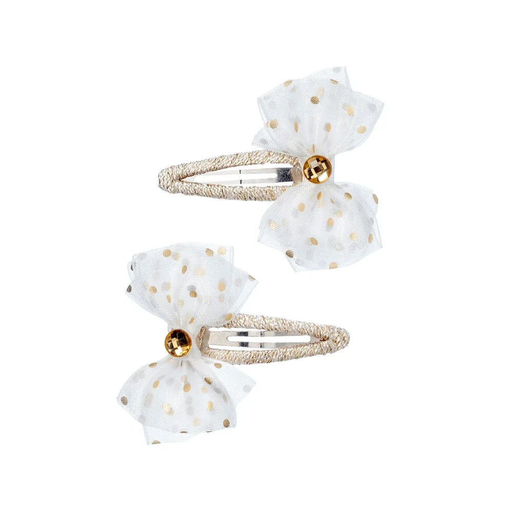 Fardou bow white 2 pcs, Hair Clip Set for Kids 3+