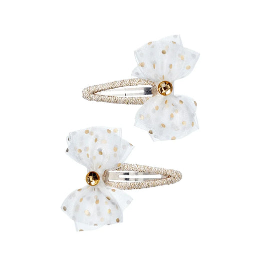 Fardou bow white 2 pcs, Hair Clip Set for Kids 3+