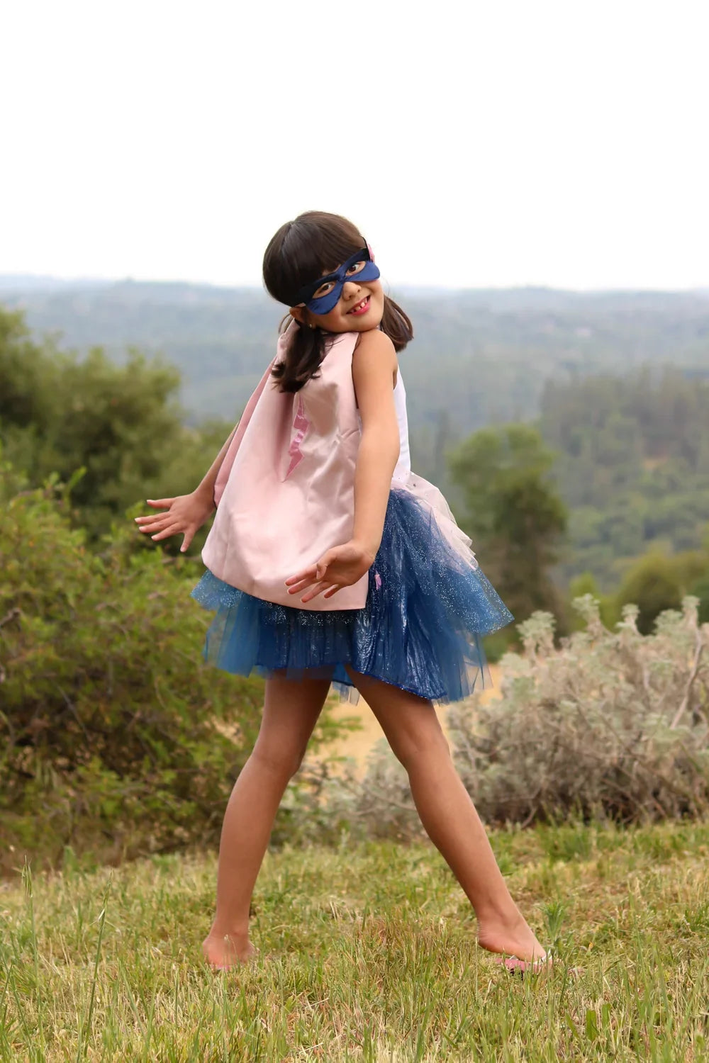 Super-Duper: Tutu, Cape & Mask For Kids 3+, Pink/Navy Design, Size US 4-6
