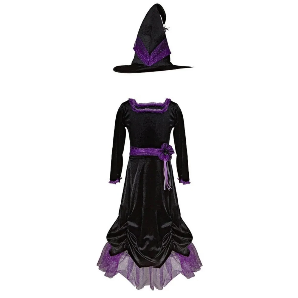 Vera The Velvet Witch: Dress With Hat For Kids 2+, Halloween Costume, Size US 3-4